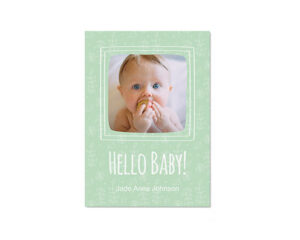 Hello Baby Mint Floral-Portretna čestitka