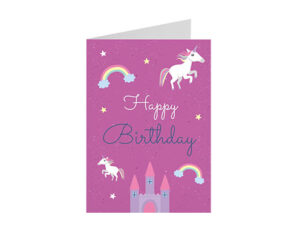 Purple Unicorn-Portretna savijena čestitka