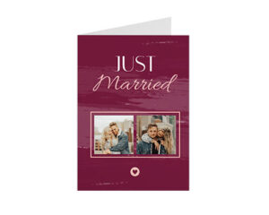 Burgundy Just Married Wedding-Portretna savijena kartica